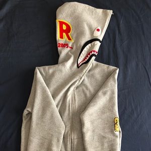 Gray PONR Bape Thermal Shark Hoodie